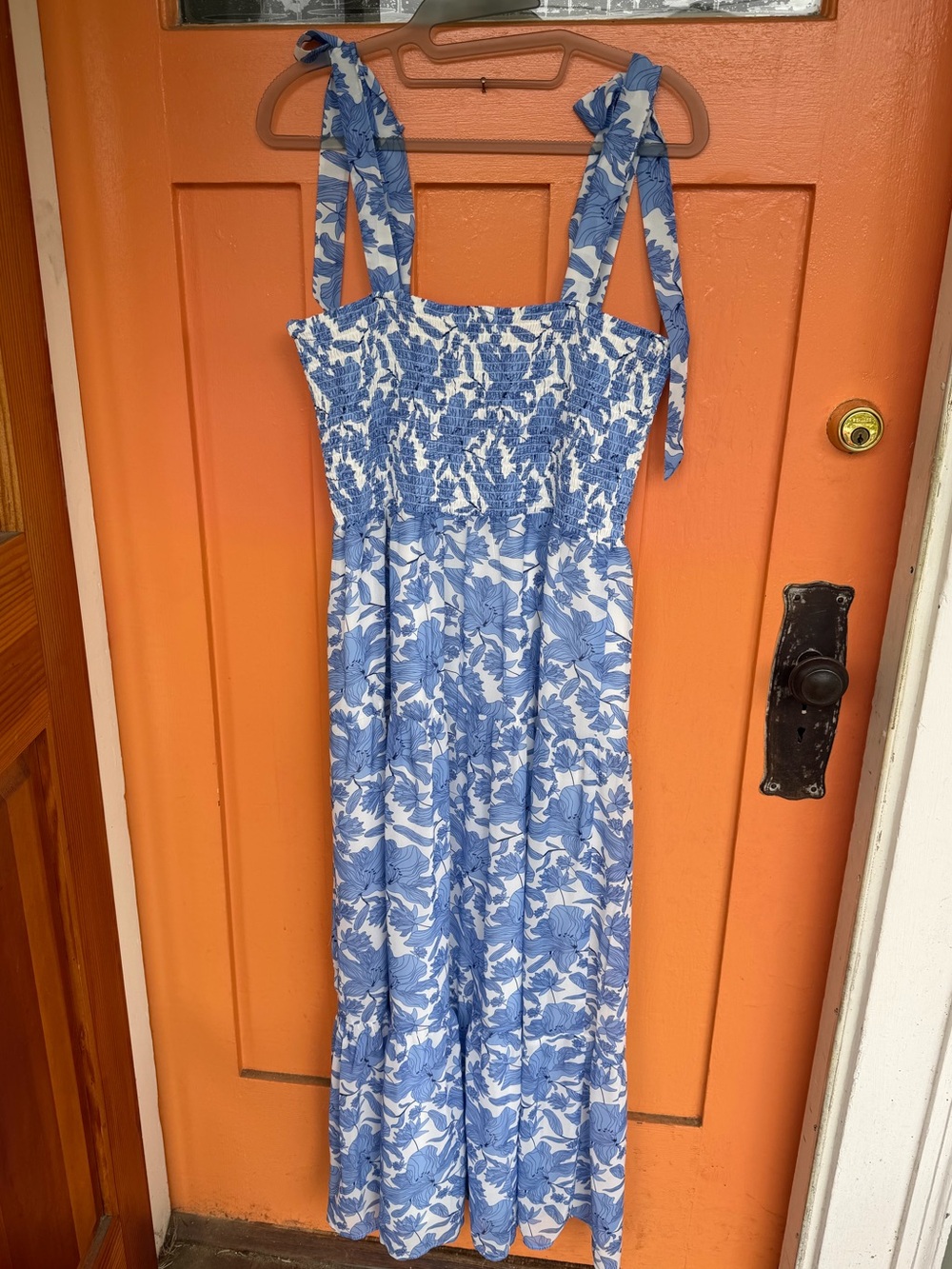Sam Edelman Blue and White Floral Tie-Shoulder Kids One-Piece